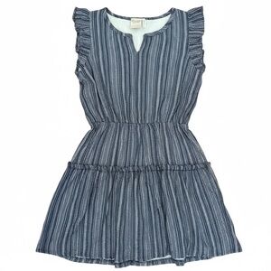 Girls For All Seasons by Paper Crane Blue Striped Ruffle Dress Size Small NEW